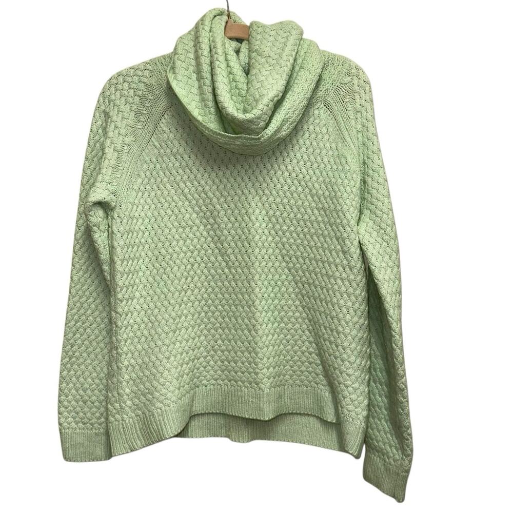 New York & Company Mint Green Cowl‎ Neck Sweater Large Textured Knit Pullover